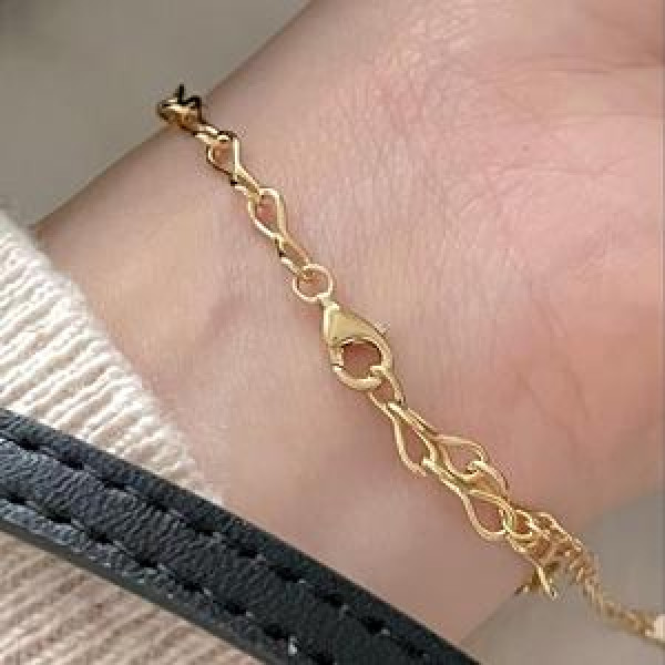 A45763 s925 sterling silver simple geometric charm bracelet