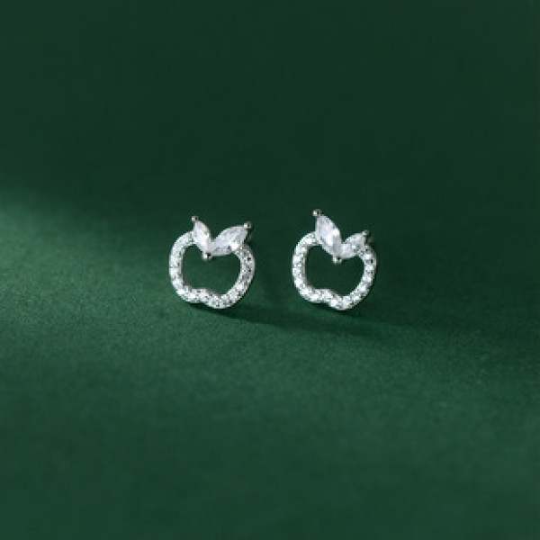 A37530 s925 sterling silver rhinestone hollowed stud design earrings