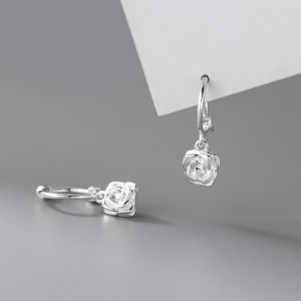 A46253 s925 sterling silver sweet dainty double rose ear buckle