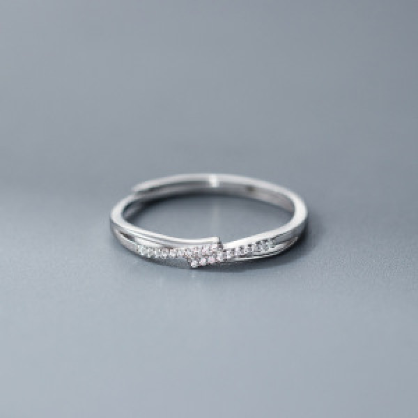 A44590 s925 sterling silver dainty simple hollowed rhinestone ring