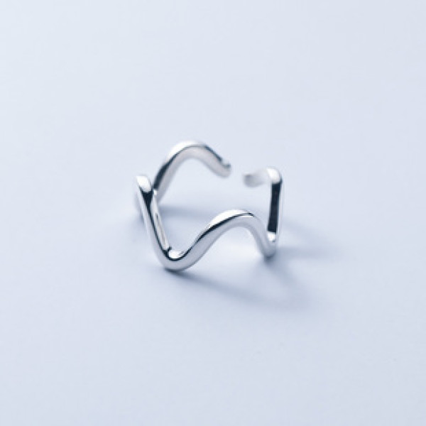 A43241 s925 silver weave simple elegant bar ring