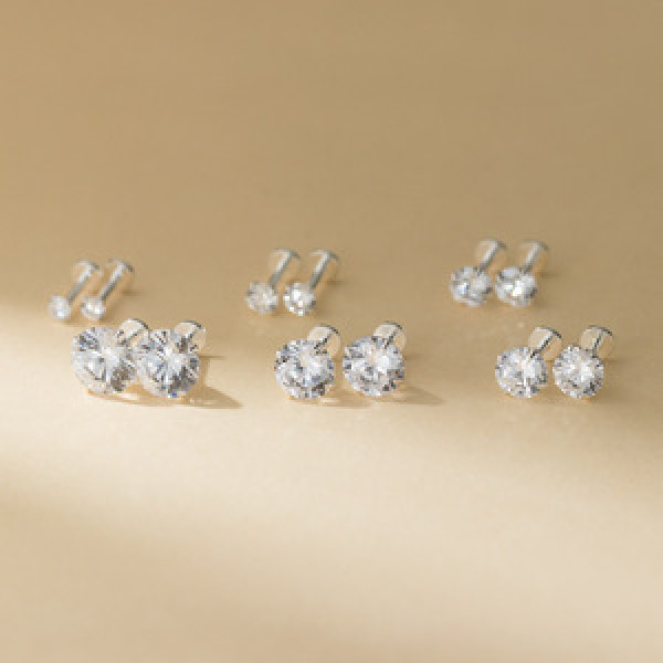 A43698 s925 sterling silver simple unique elegant rhinestone stud earrings