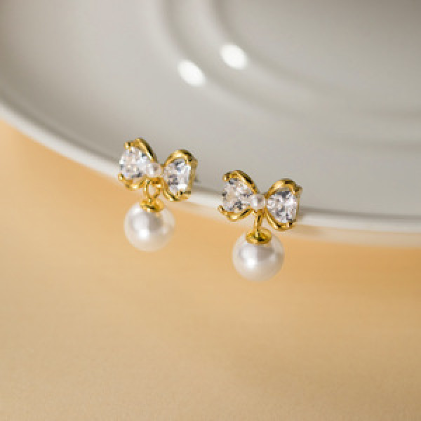 A43559 s925 sterling silver trendy sweet unique rhinestone butterfly stud earrings
