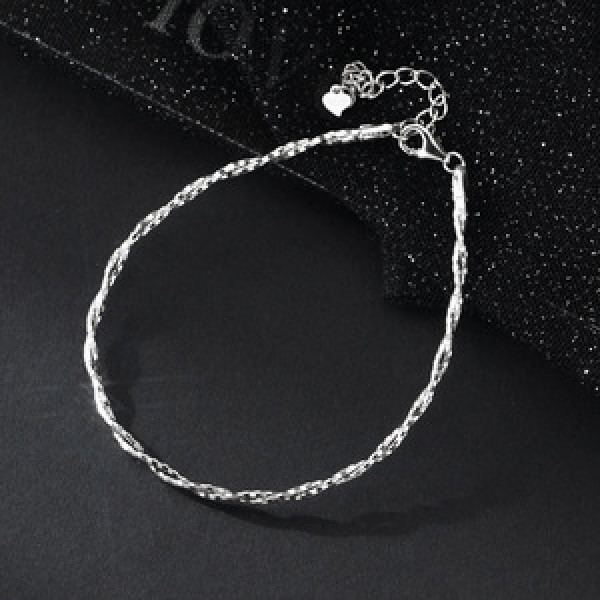 A45748 s925 silver trendy sweet extra double layered wrap weave charm bracelet