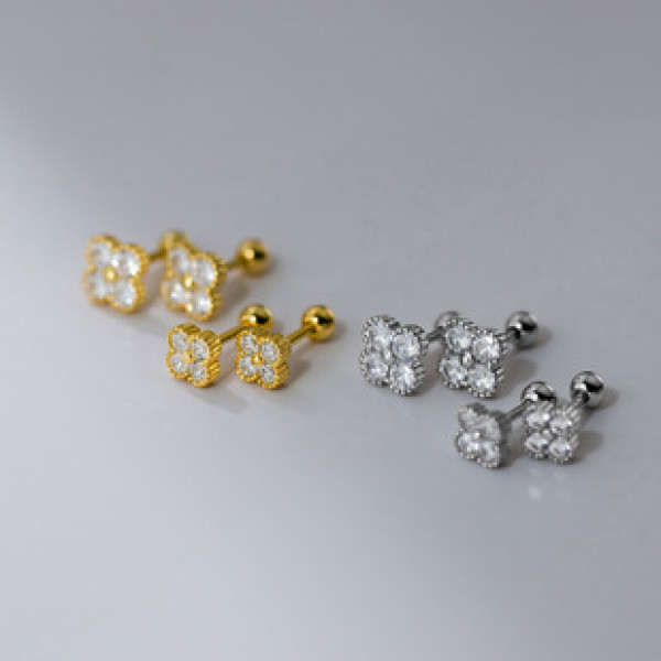 A43196 s925 sterling silver rhinestone stud fashion trendy earrings