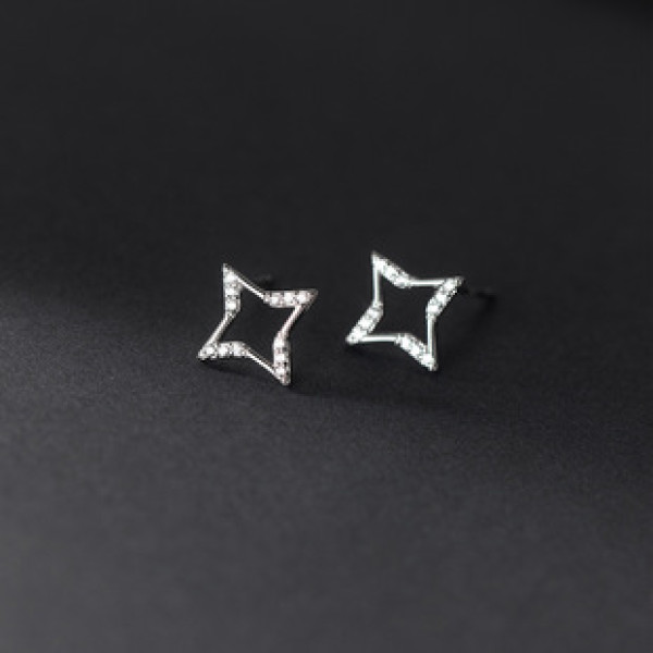 A37484 s925 sterling silver rhinestone hollowed stud elegant design earrings