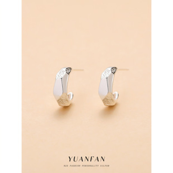 A42547 s925 sterling silver simple stud design gold metal geometric earrings