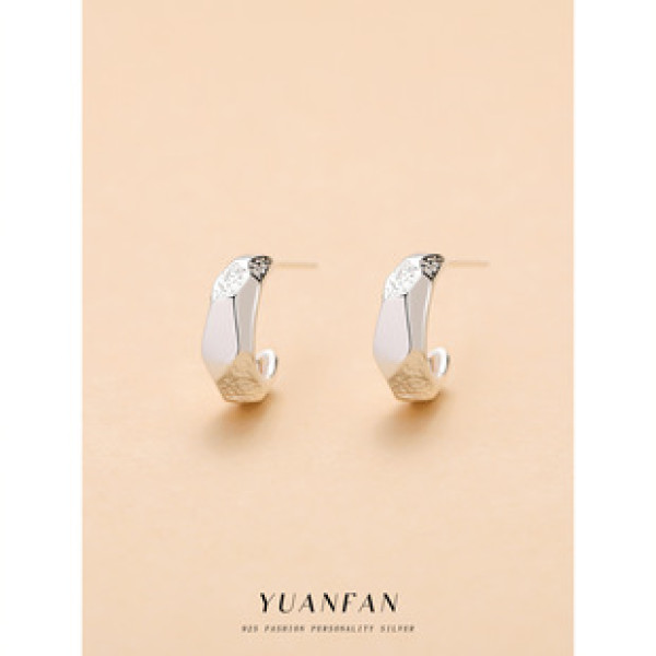 A42547 s925 sterling silver simple stud design gold metal geometric earrings