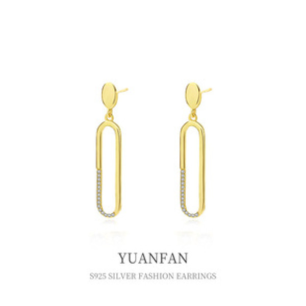 A38793 sterling silver long cubic zirconia stud fashion elegant earrings
