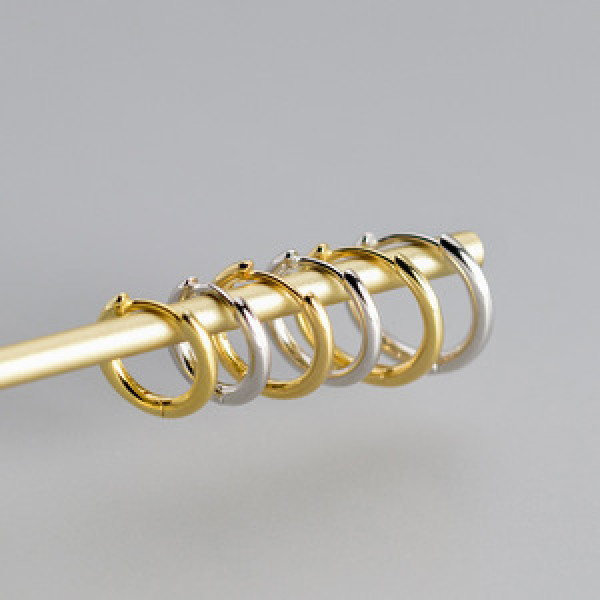 A43510 s925 silver simple circle bar hoop unique earrings