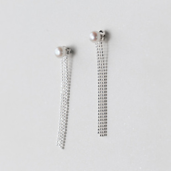 A40669 s925 silver trendy pearl fringe earrings