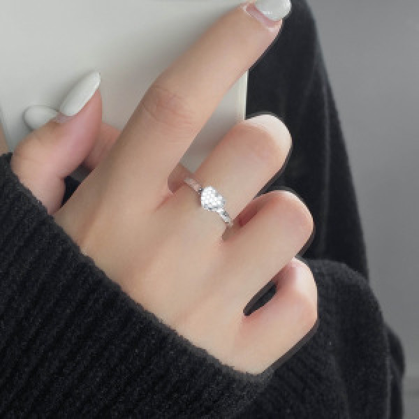 A46287 s925 sterling silver sweet dainty heart ring