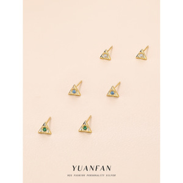 A43676 s925 sterling silver unique geometric triangle stud earrings