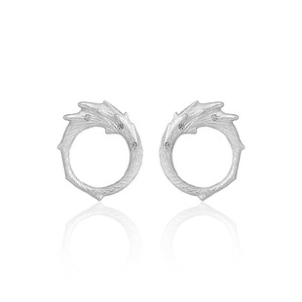 A42382 circle rhinestone hollowed stud s925 sterling silver elegant weave design earrings