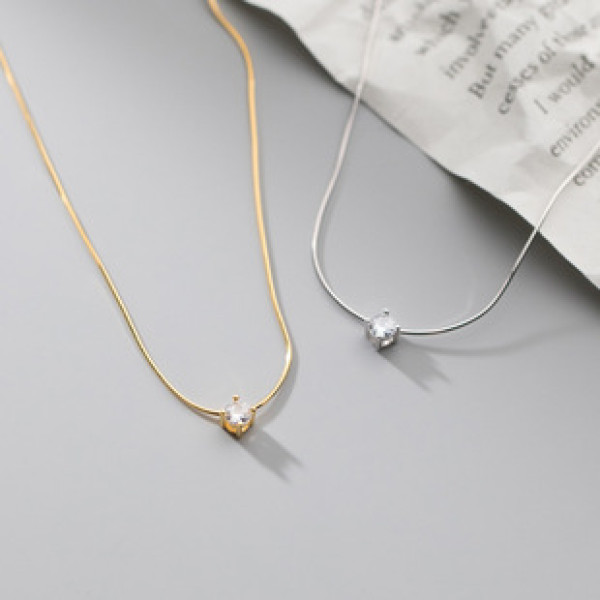 A38554 s925 sterling silver simple rhinestone cute necklace