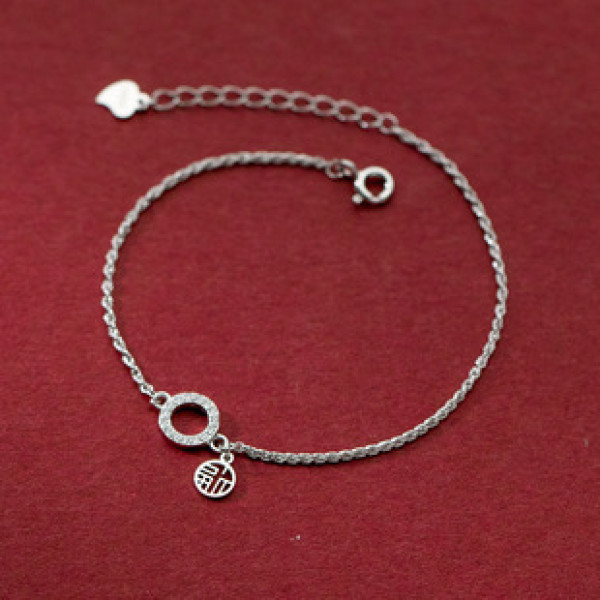 A38139 s925 sterling silver rhinestone hollowed charm design elegant bracelet