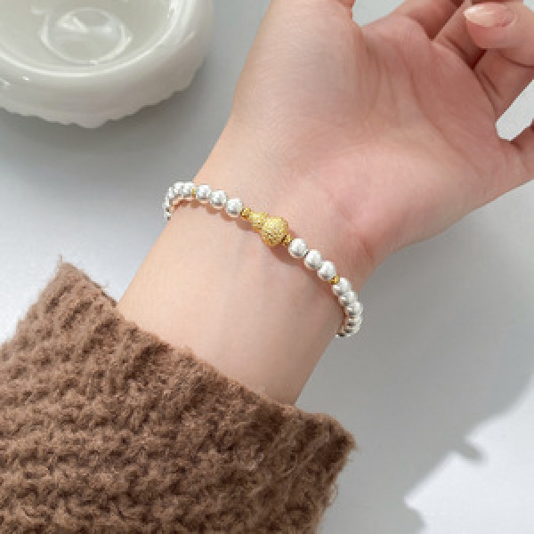 A45873 silver dainty simple gold matte finish charm bracelet