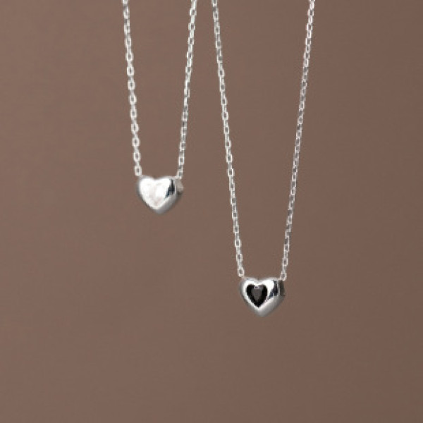 A37240 s925 sterling silver rhinestone heart necklace