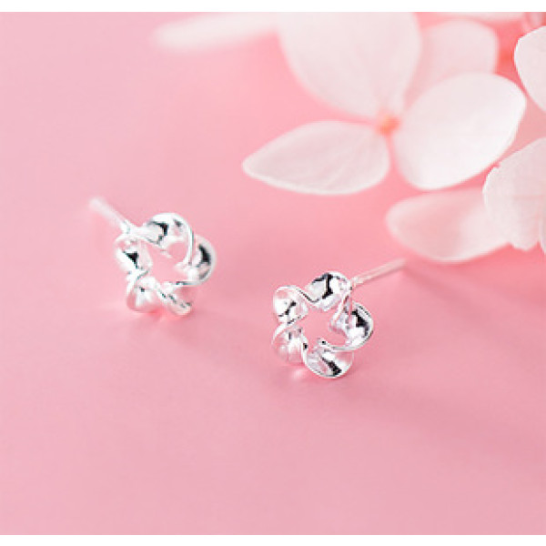 A38391 s925 sterling silver flower stud trendy design elegant earrings