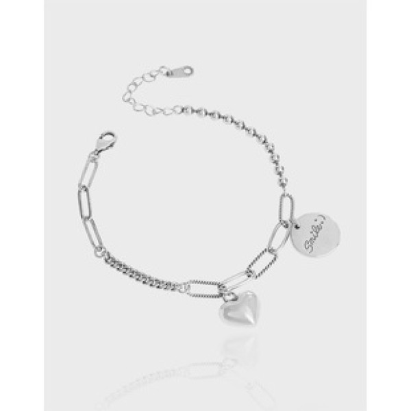 A37745 design charm heart sterling silver s925 bracelet