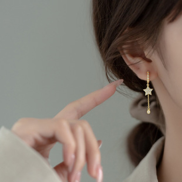 A40111 s925 silver trendy rhinestone earrings