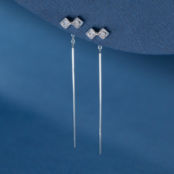A41056 s925 sterling silver trendy rhinestone butterfly string elegant long earrings