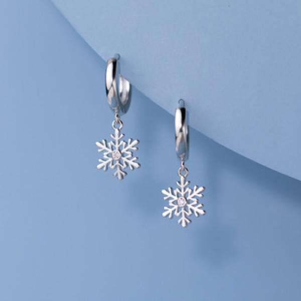 A41185 s925 sterling silver trendy rhinestone snowflake earrings