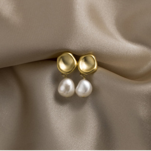 A41765 s925 sterling silver simple pearl vintage elegant earrings