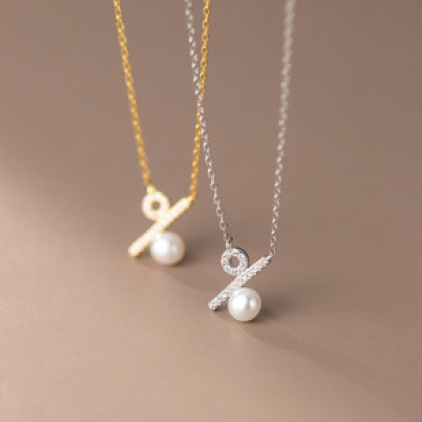 A38552 s925 sterling silver design rhinestone pearl elegant necklace