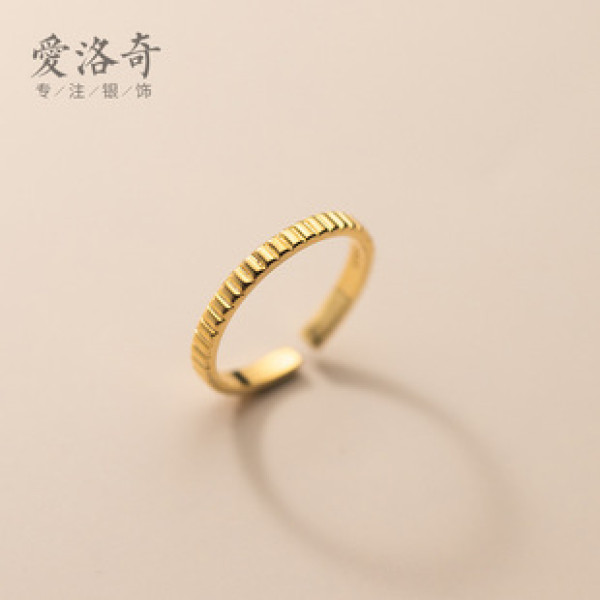 A40469 s925 silver fashion bar stripe adjustable elegant simple ring