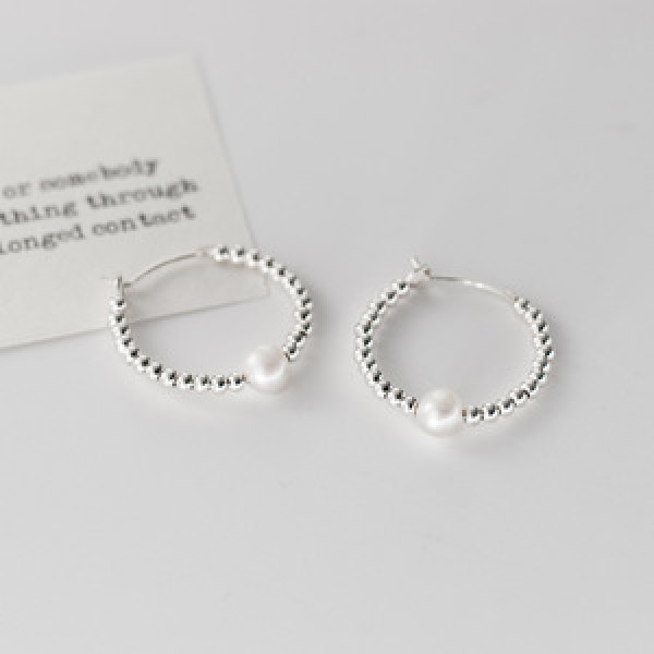 A45061 s925 sterling silver sweet pearl hoop earrings