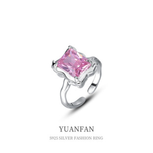 A36586 925 sterling silver irregular square cubiczirconia ring