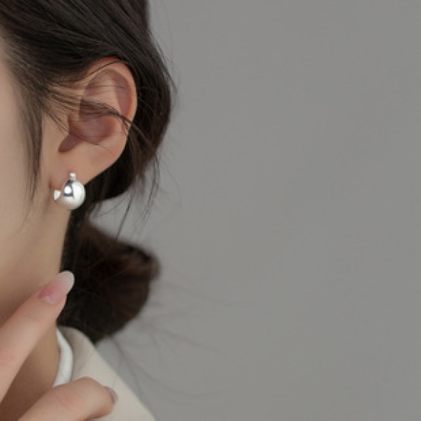 A37446 s925 sterling silver ball simple elegant dainty earrings