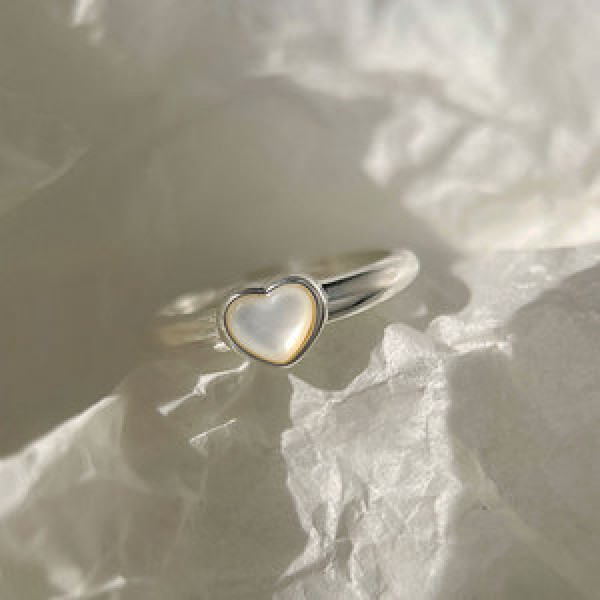A44987 s925 sterling silver sweet dainty shell heart ring
