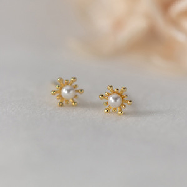 A44870 s925 sterling silver flower stud christmas snowflake earrings