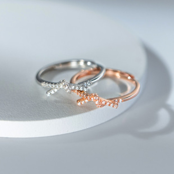 A38533 s925 sterling silver rhinestone rope grade sweet elegant ring