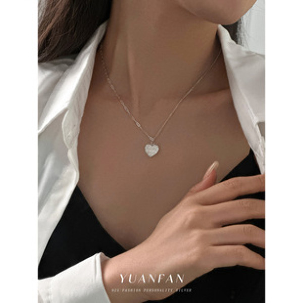 A43084 s925 sterling silver design heart elegant heartshape pendant necklace