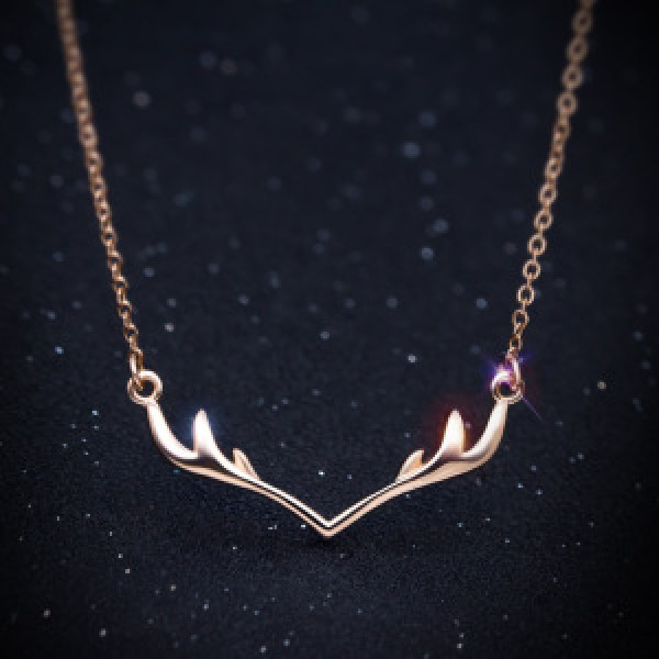 A44798 christmas simple sweet s925 silver deer cute short necklace