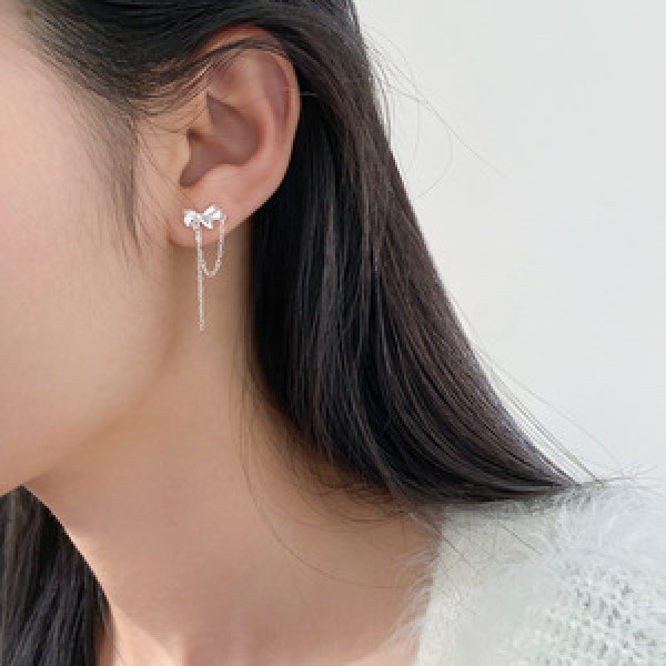 A45445 s925 sterling silver trendy sweet dainty butterfly fringe stud earrings