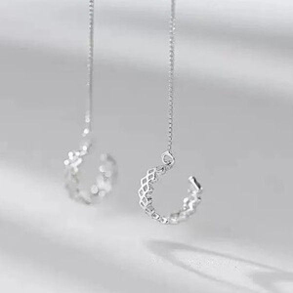 A44439 s925 silver string dainty simple hollowed clipon earrings