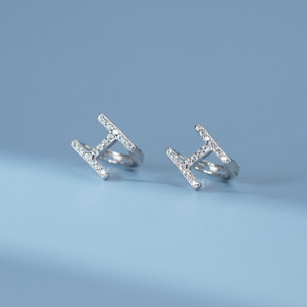A39731 s925 sterling silver simple rhinestone initial design elegant earrings
