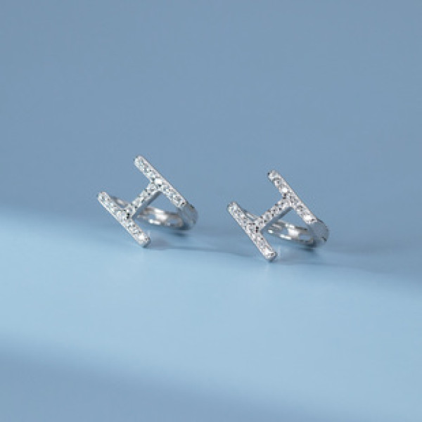 A39731 s925 sterling silver simple rhinestone initial design elegant earrings