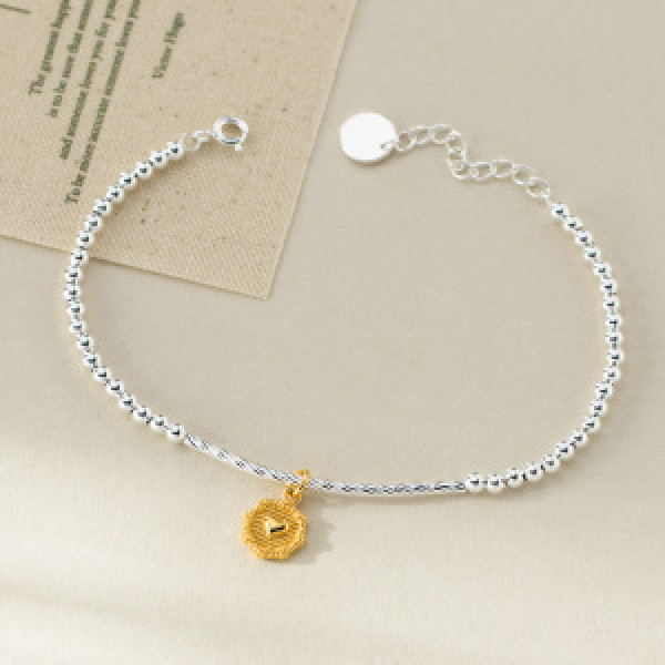 A46361 s925 silver simple heart charm bracelet