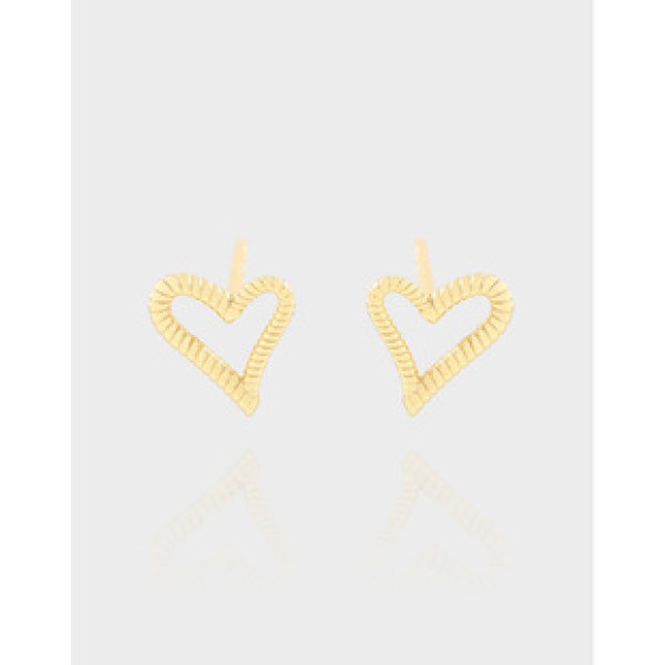 A39873 design geometric hollowed heart stud sterling silver s925 earrings