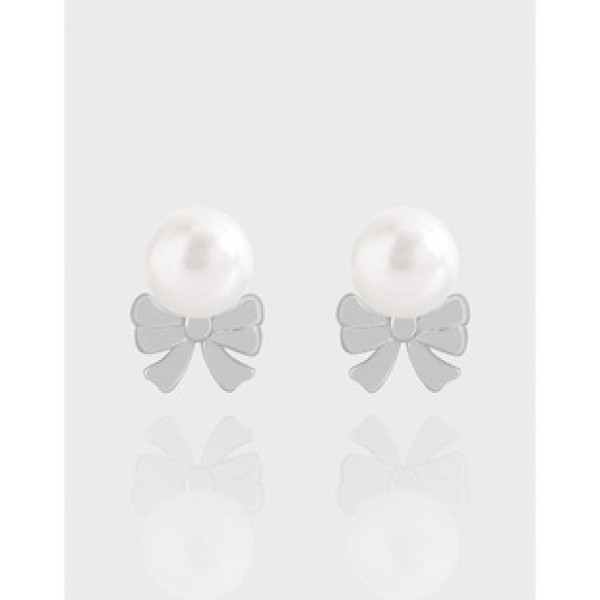 A43283 design butterfly pearl stud sterling silver s925 earrings