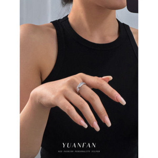 A43086 s925 sterling silver design gold metal geometric ring