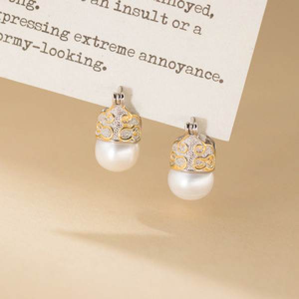 A45822 s925 sterling silver vintage elegant crown gold earrings