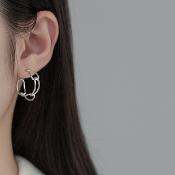 A38277 s925 sterling silver simple hollowed elegant earrings