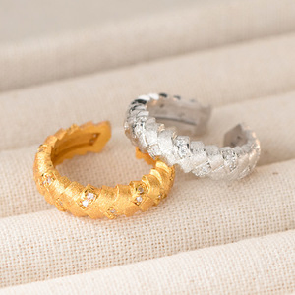 A45939 s925 sterling silver sweet rhinestone braided twist ring