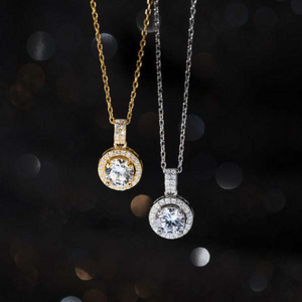 A44382 s925 silver trendy sweet unique simple sparkling rhinestone necklace